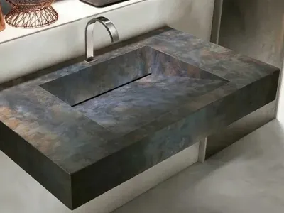 Классическая щелевая раковина из керамогранита