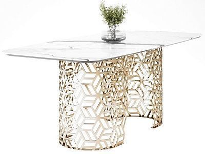 Стол из керамогранита под мрамор "Manfred Cube long"