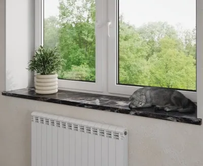 Подоконник из керамогранита Supreme Nero Picasso Polished 