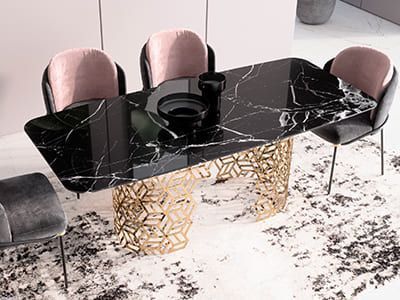 Стол из керамогранита под мрамор "Manfred Cube long" купить