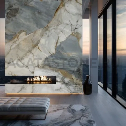 Отделка камина натуральным камнем на заказ