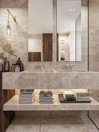 Раковины с щелевым сливом из искусственного камня - пример выполнения