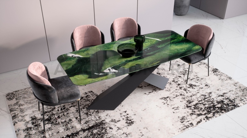 Стол из керамогранита под мрамор "Стела" на заказ