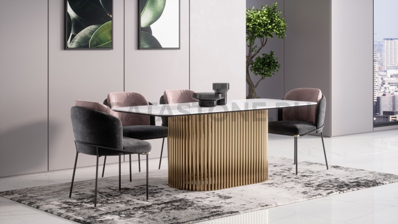 Стол из керамогранита под мрамор "Piano" на заказ