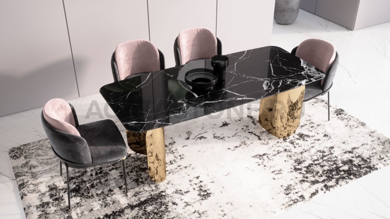 Стол из керамогранита под мрамор "Oscar" на заказ