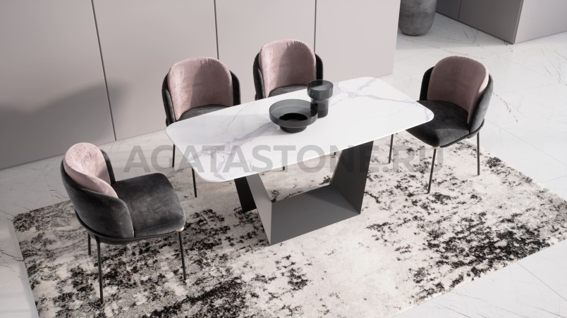 Стол из керамогранита под мрамор "Оригами" на заказ