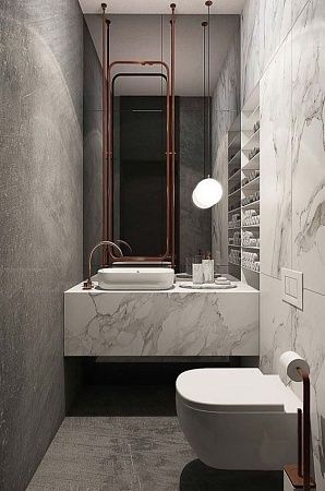 Отделка ванной комнаты натуральным камнем - пример выполнения