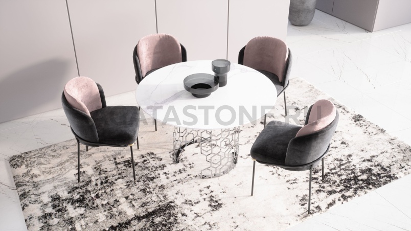 Стол из керамогранита под мрамор "Manfred Honey" на заказ
