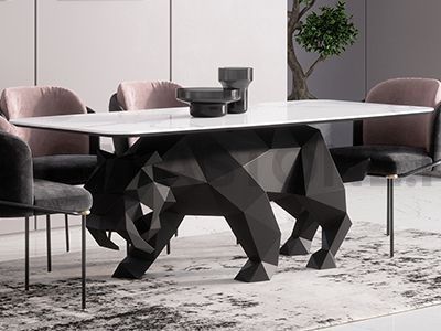 Стол из керамогранита под мрамор "Тайга" на заказ