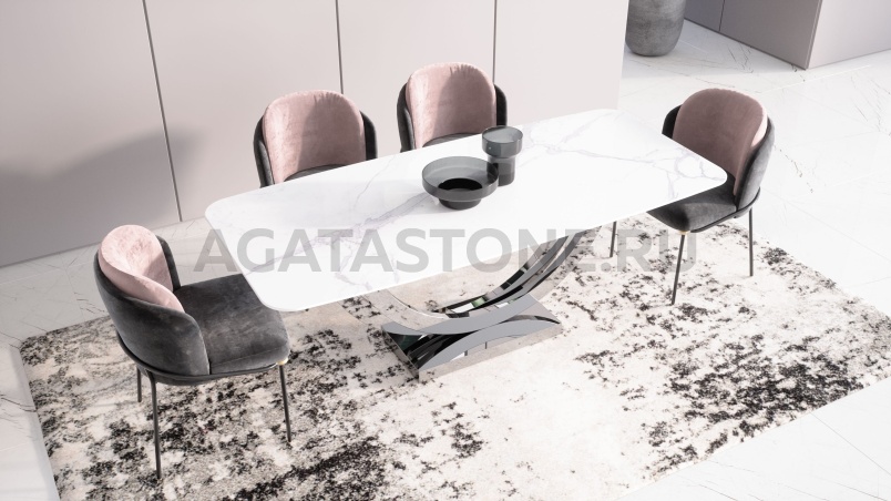 Стол из керамогранита под мрамор "Ипсилон" на заказ
