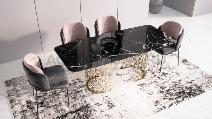 Стол из керамогранита под мрамор "Manfred Hohey long" на заказ