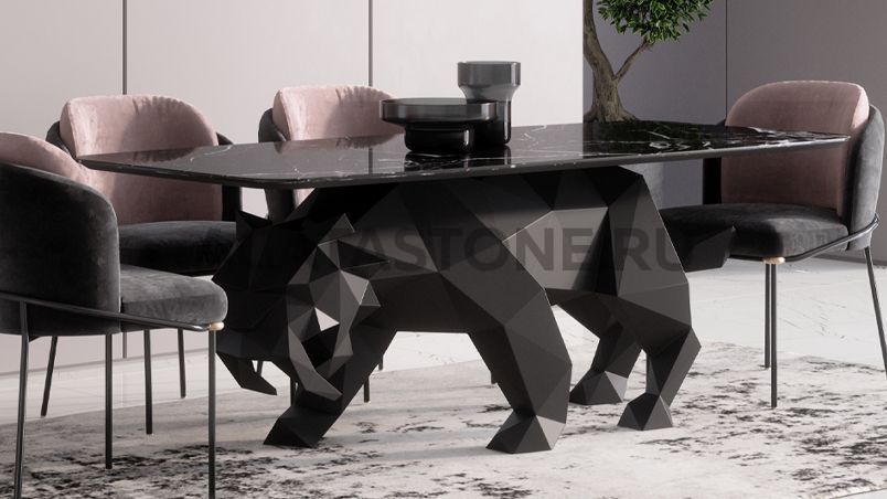 Стол из керамогранита под мрамор "Тайга" на заказ