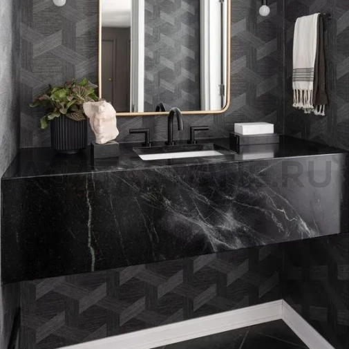 Щелевая раковина высокая под черный камень на заказ