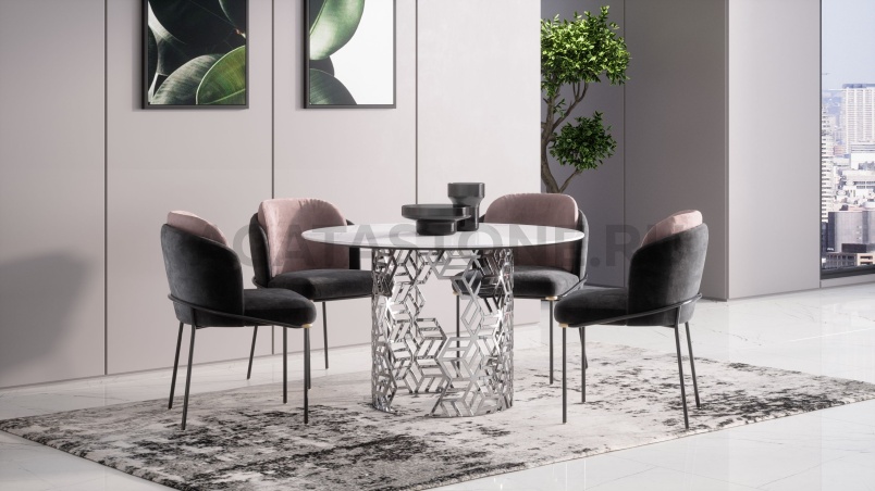 Стол из керамогранита под мрамор "Manfred Cube" на заказ