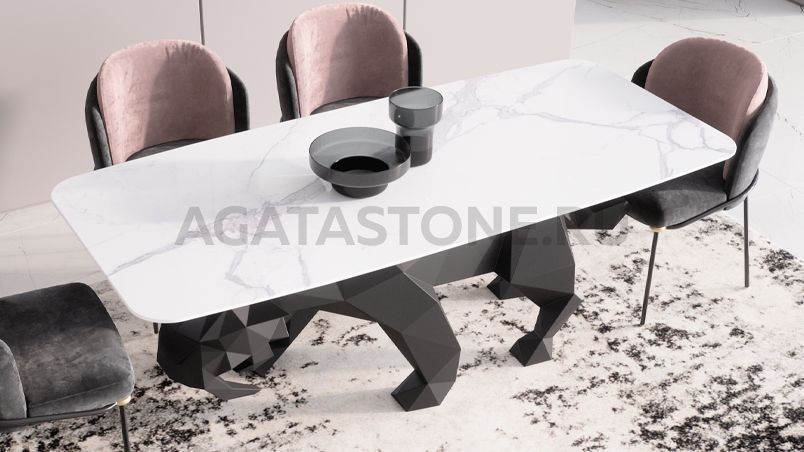 Стол из мрамора "Тайга" на заказ