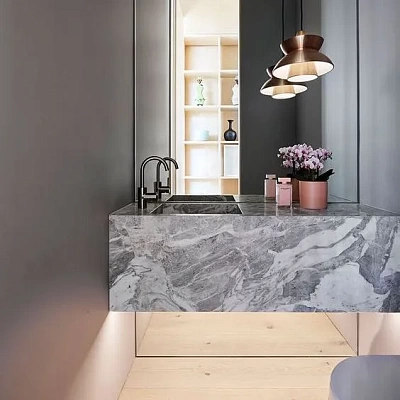 Щелевая раковина из кварца высокая под гранит