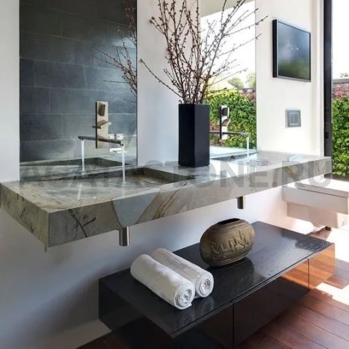 Парящая двойная раковина из керамогранита под оникс на заказ