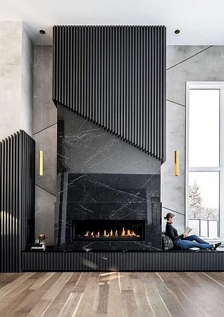 Облицовка порталов каминов искусственным камнем - пример выполнения