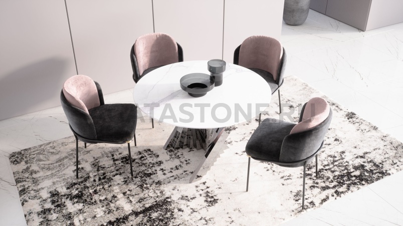 Стол из керамогранита под мрамор "Веер" на заказ