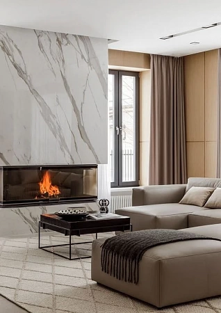 Облицовка порталов каминов искусственным камнем - пример выполнения