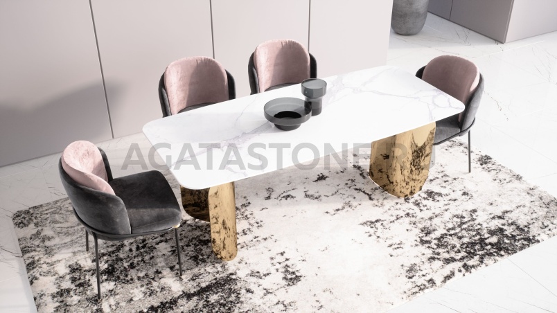 Стол из керамогранита под мрамор "Oscar" на заказ