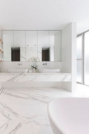 Раковины с щелевым сливом из керамогранита - пример выполнения