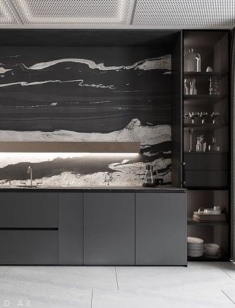 Фартук для кухни из натурального камня - пример выполнения