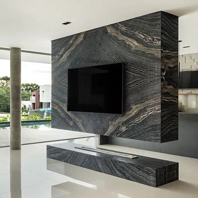 Отделка камина мрамор Silver Wave