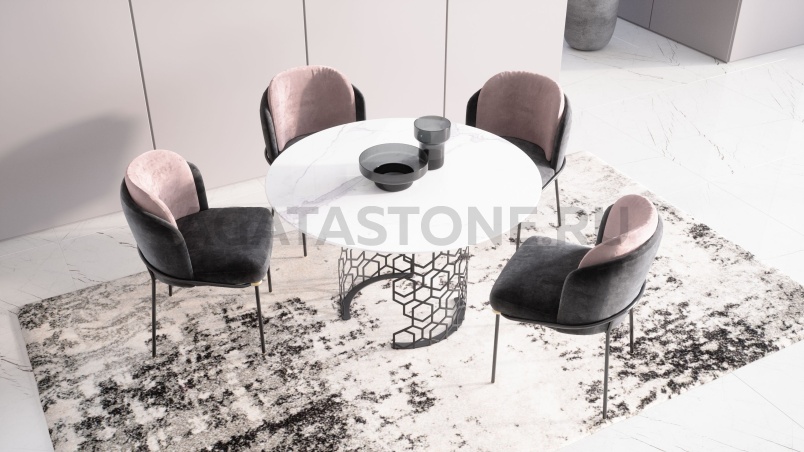 Стол из керамогранита под мрамор "Manfred Honey" на заказ