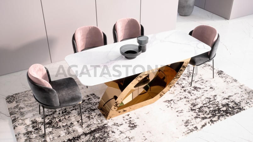 Стол из керамогранита под мрамор "Franco Eye" на заказ