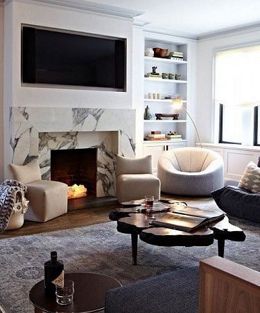 Облицовка каминов натуральным камнем - пример выполнения