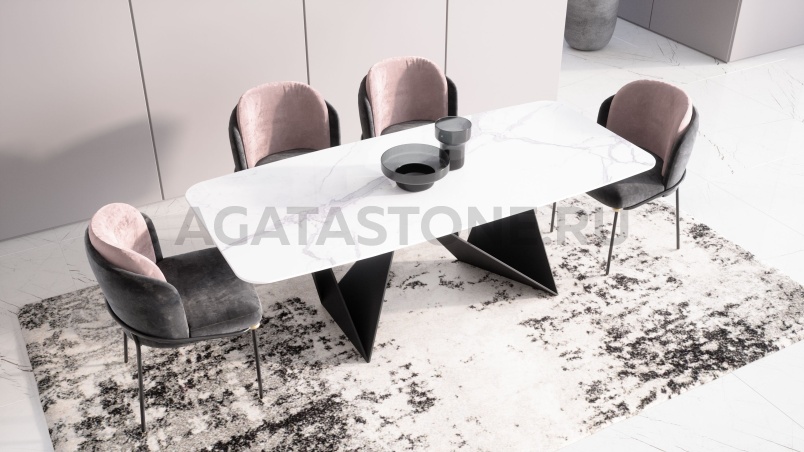 Стол из керамогранита под мрамор "Wings" на заказ