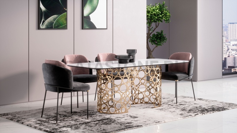 Стол из керамогранита под мрамор "Manfred Ring long" на заказ