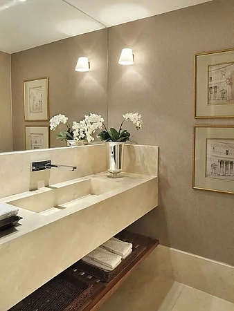 Раковины с щелевым сливом из искусственного камня - пример выполнения