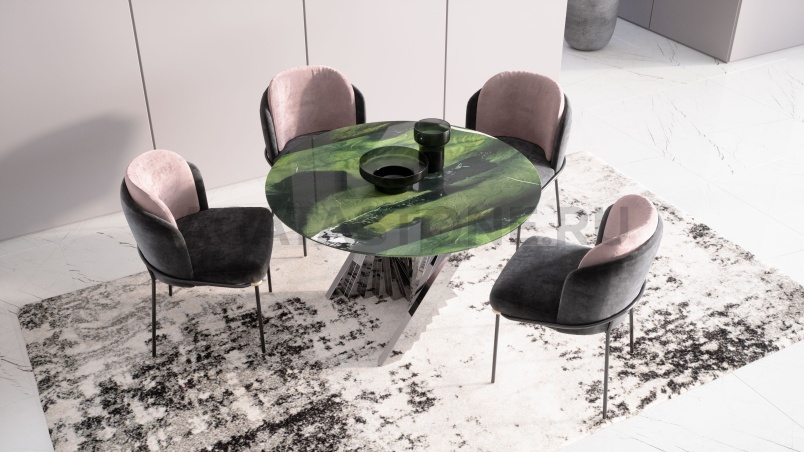 Стол из керамогранита под мрамор "Веер" на заказ