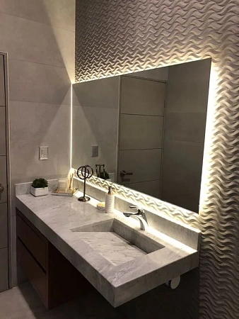 Раковины с щелевым сливом из искусственного камня - пример выполнения