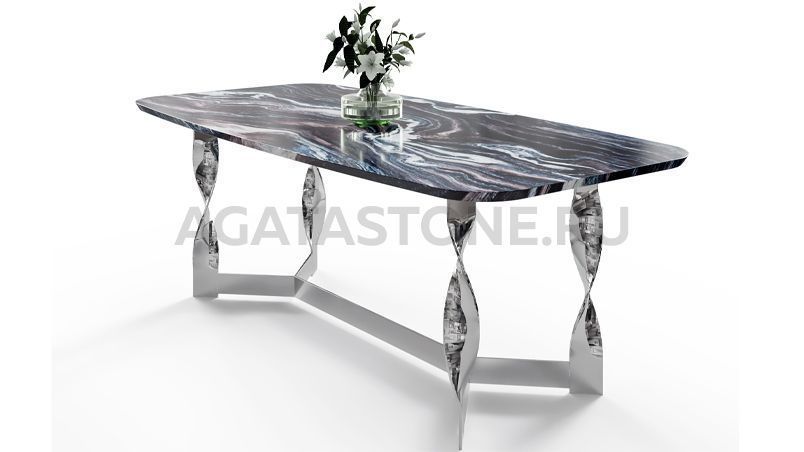 Стол из керамогранита под мрамор "Pliet" на заказ