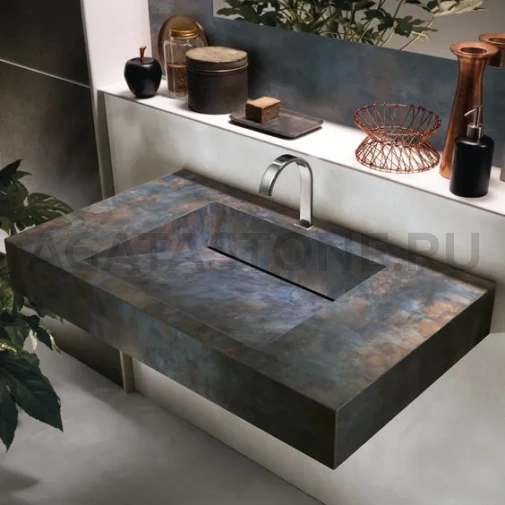 Раковина из искусственного камня темно синяя на заказ