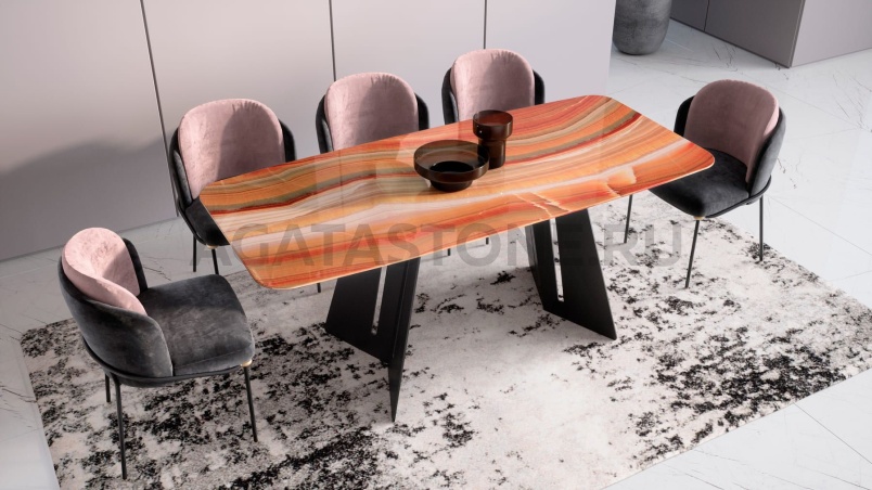Стол из оникса "Флора" на заказ