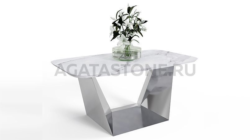 Журнальный столик из керамогранита под мрамор "Оригами" на заказ