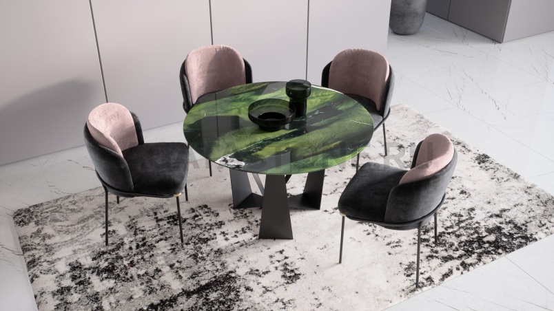 Стол из керамогранита под мрамор "Астра-3" на заказ