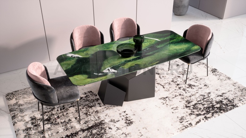 Стол из керамогранита под мрамор "Маунтин" на заказ