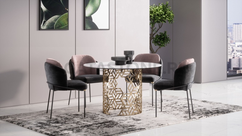 Стол из керамогранита под мрамор "Manfred Cube" на заказ