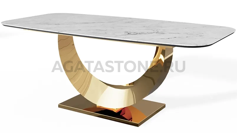 Стол из керамогранита под мрамор "Moon" на заказ