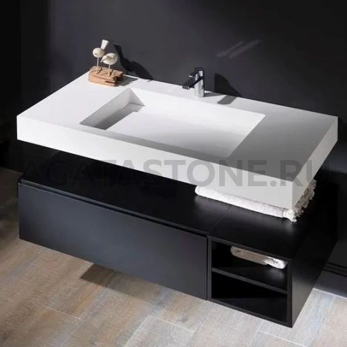 Раковина щелевая из акрила белая на заказ