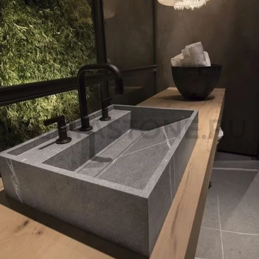 Накладная щелевая раковина из керамогранита под гранит на заказ