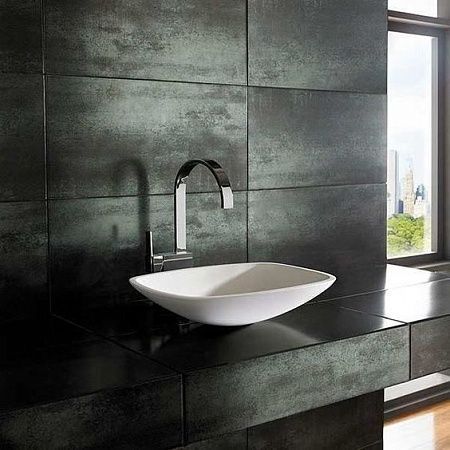 Раковины с щелевым сливом из керамогранита - пример выполнения