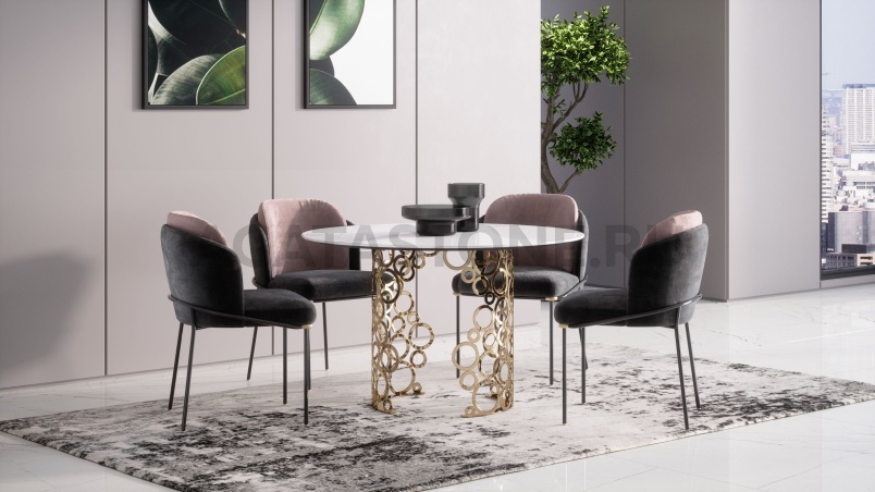 Стол из керамогранита под мрамор "Manfred Ring" на заказ