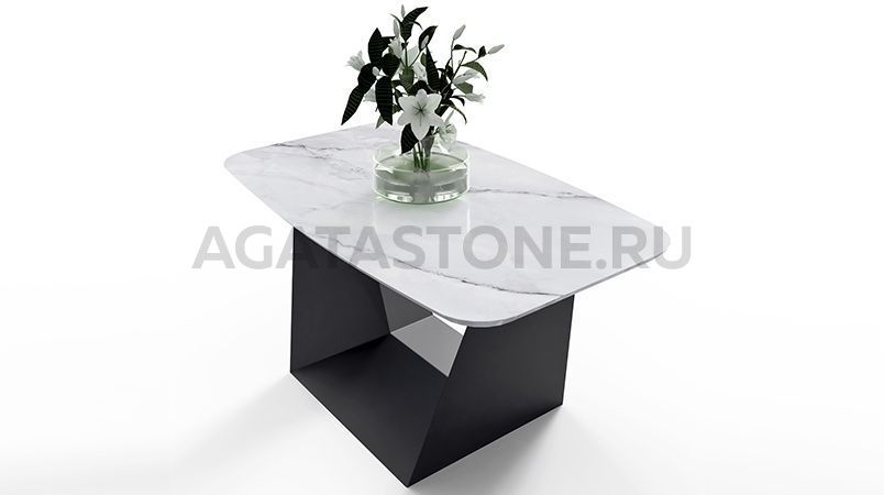 Журнальный столик из керамогранита под мрамор "Оригами" на заказ