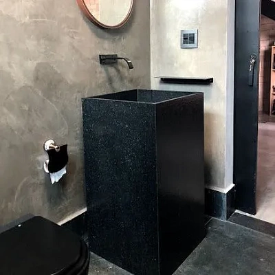 Напольная раковина из керамогранита под черный гранит